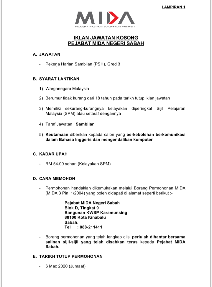 Permohonan kerja kerajaan 2021