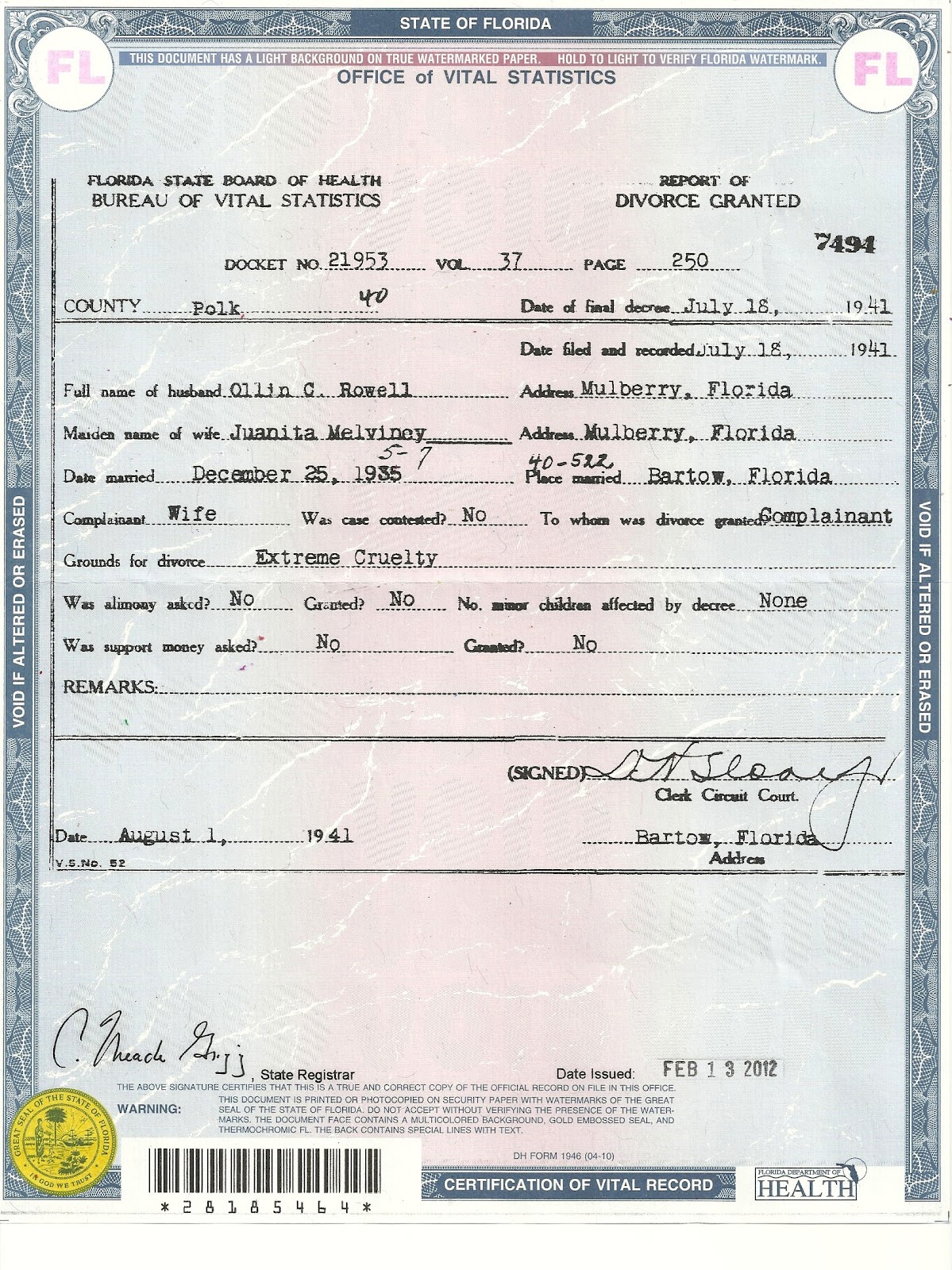 Salabencher Juanita Brady State Of Florida Marriage And Divorce Records