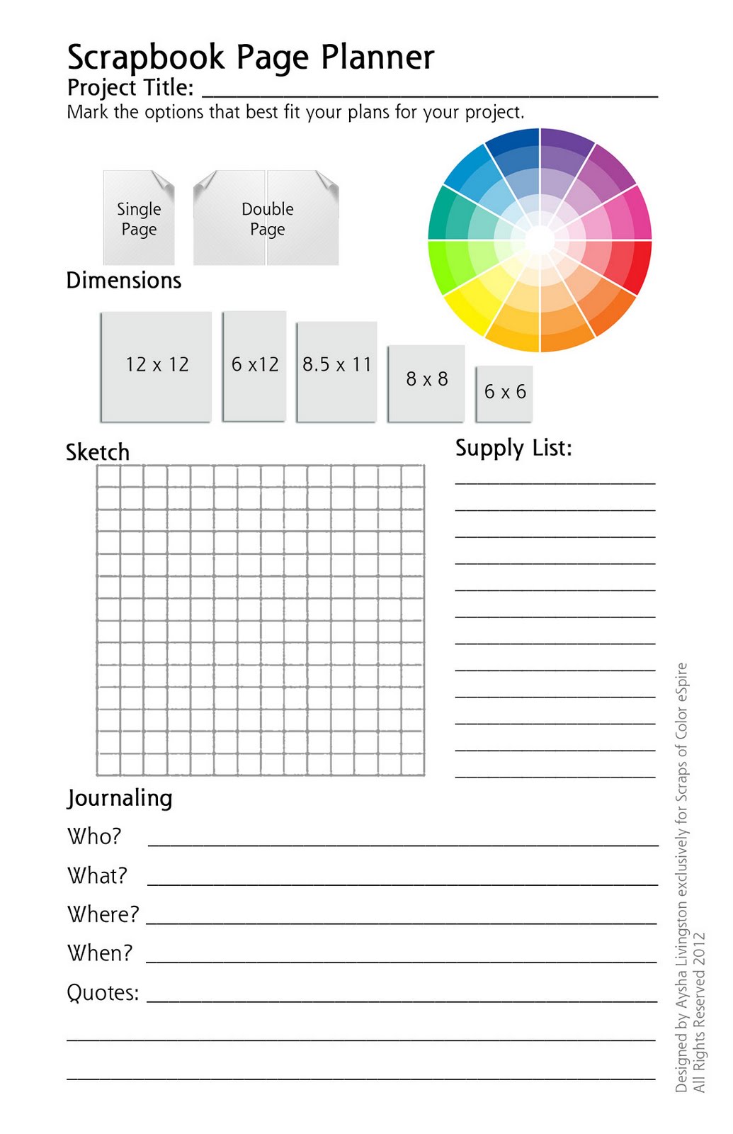 Scraps of Color Espire Scrapbook Layout Planner