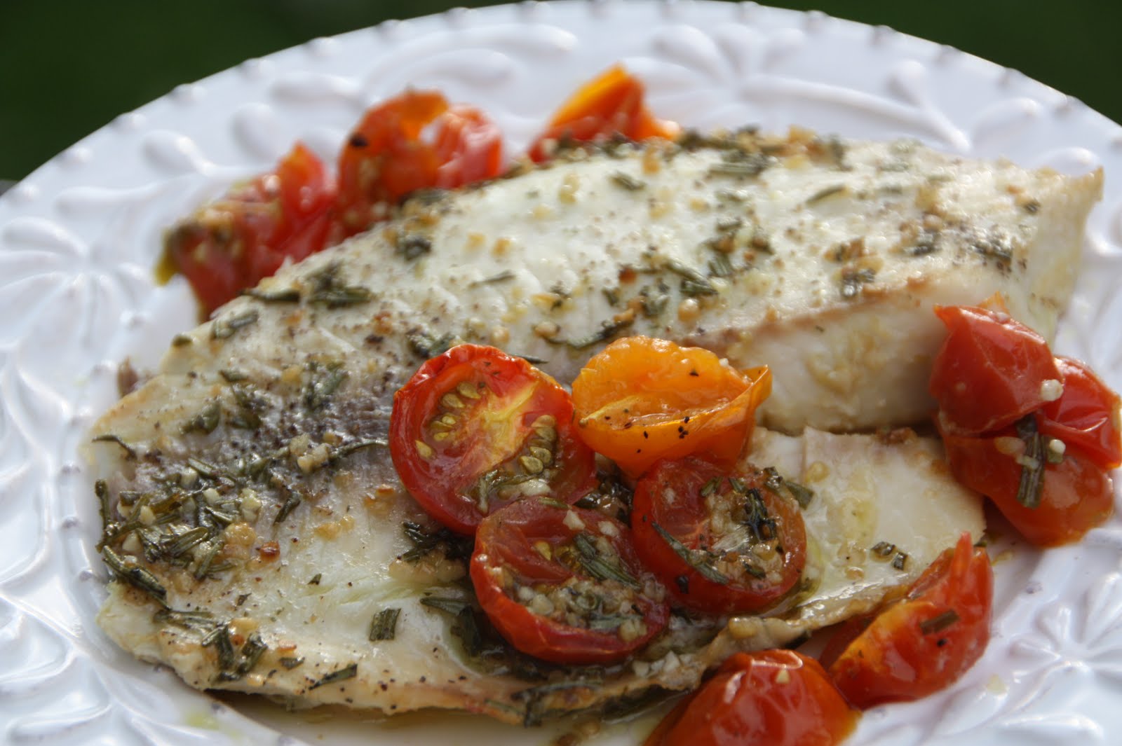 EVERYDAY SISTERS Roasted Tilapia with Rosemary and Tomatoes