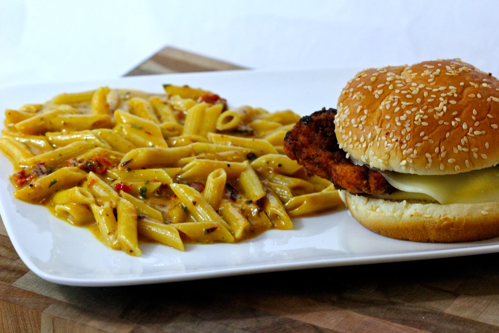 Charleston's Chew Copycat Chick Fil A Fried Chicken Sandwiches with Sundried Tomato Mac and Cheese