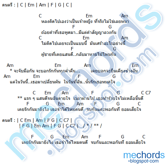 คอร์ดเพลง ทำร้ายใจ เจนนี่ (รัชนก สุวรรณเกตุ)