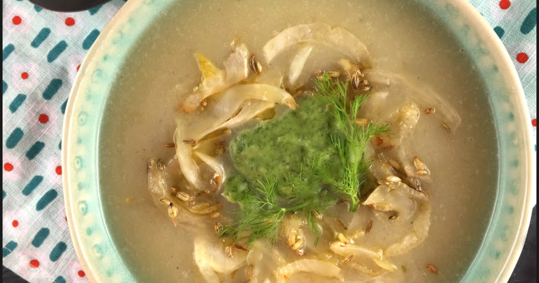 Kahakai Kitchen Fennel, Garlic & Potato Soup with Fennel Frond Pesto Healthy Vegan (Hot or