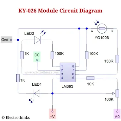 Schematic of KY-026 flame sensor module circuit