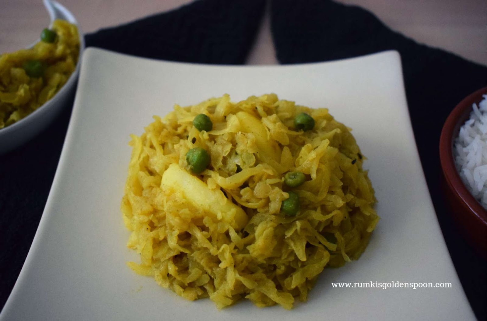 Bandhakopir Ghonto, Bandhakopir Ghonto recipe, cabbage stir fry, cabbage stir fry Indian, cabbage curry, cabbage curry Indian, Cabbage curry recipe, niramish badhakopi recipe, Bengali cabbage and potato curry, Bengali cabbage curry, Cabbage curry bengali style, Pattagobi-aloo ki sukhi sabzi, sabji, vegan cabbage curry, badhakopir tarkari, cabbage sabzi, cabbage sabzi recipe, cabbage sabzi for chapati, cabbage ki sabji, cabbage sabji, niramish bandhakopir tarkari, bengali traditional food, traditional food of Bengali, traditional bengali food, bengali vegetable recipe, Cabbage recipe Indian, Cabbage peas curry, vegetarian recipes of india, vegan recipes of india, Rumki's Golden Spoon