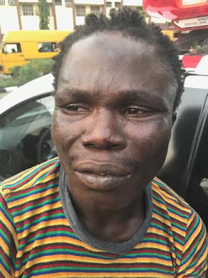 b Police nab physically disabled man attacking people with broken down vehicles in Lagos
