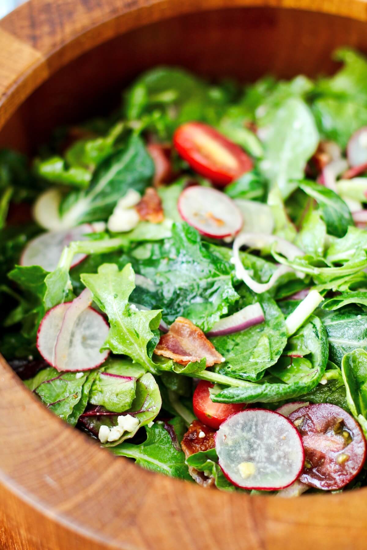 Wilted Mixed Green Salad with Bacon and Blue Cheese Karen's Kitchen