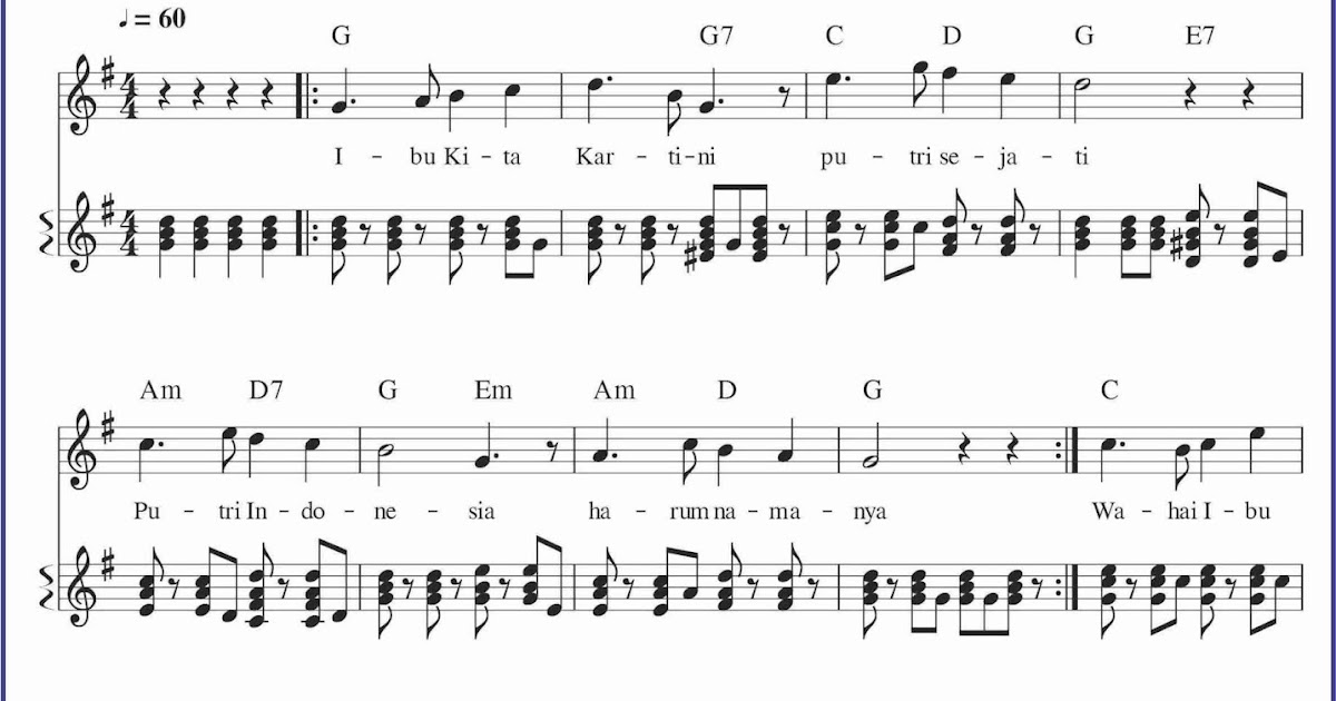 Ibu Kita Kartini nada G (latihan baca not) - SEPUTAR MUSIK