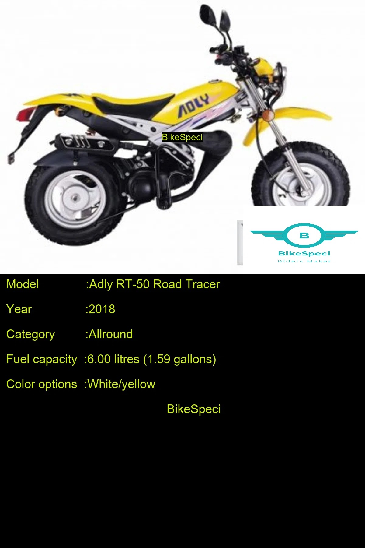 Adly RT50 Road Tracer Price, Photos, Millage, Speed, Colours etc