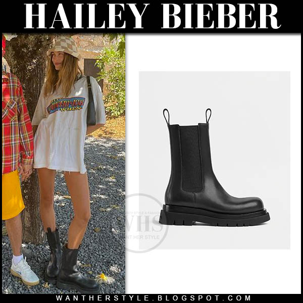 Hailey Baldwin Wears Chunky Sole Boots From The Row in Los Angeles