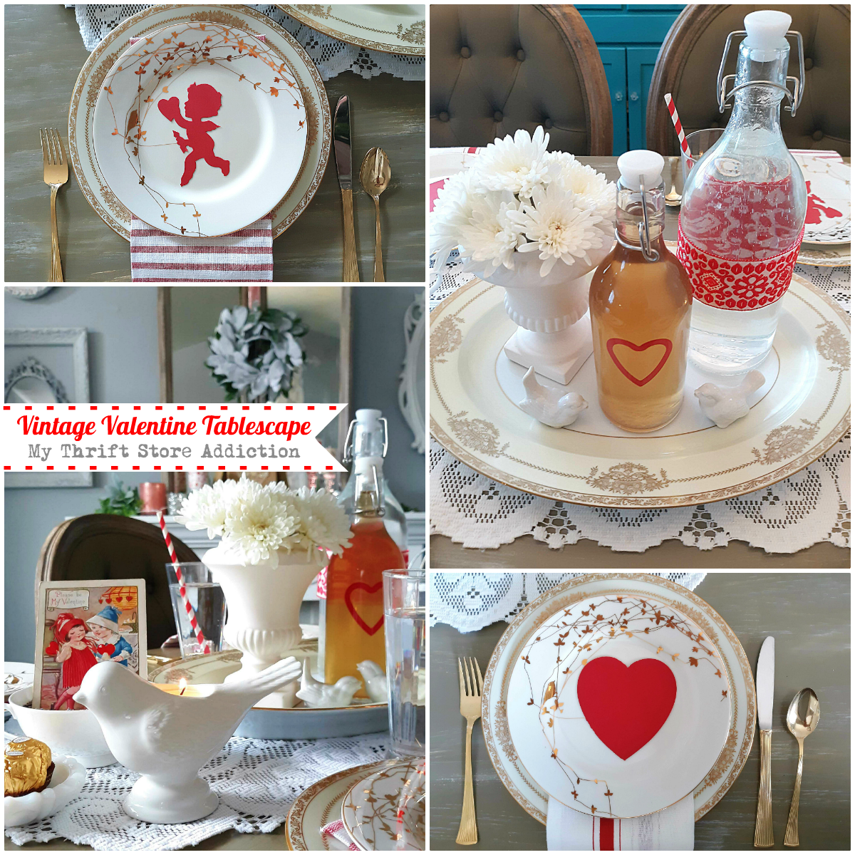 vintage valentine tablescape