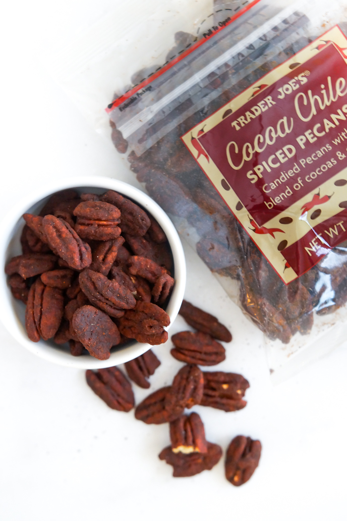 Sweet on Trader Joe's Cocoa Chile Spiced Pecans Bake at 350°