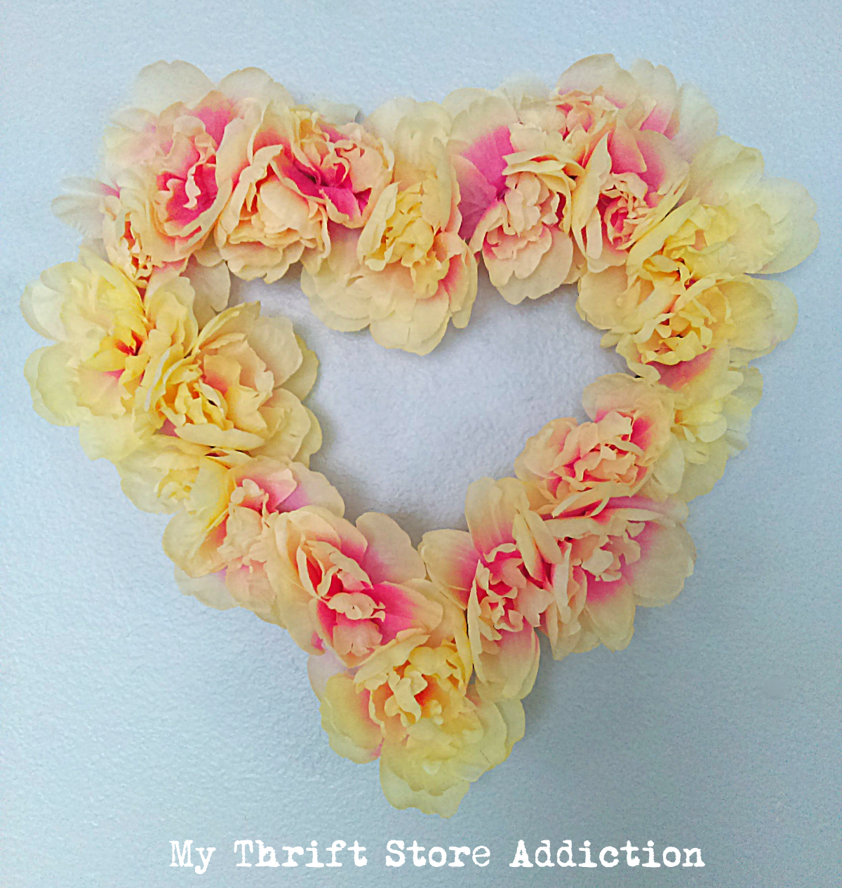 Dollar Store Peony Heart Wreath for Valentine's Day through Spring