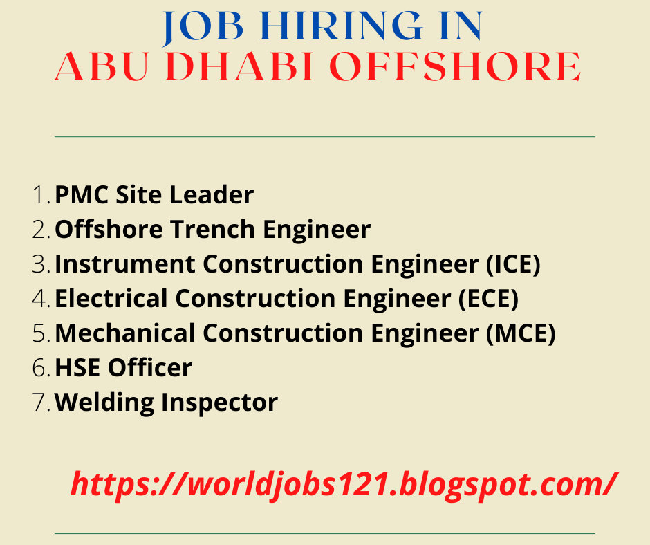 Job Hiring in Abu Dhabi offshore Latest Jobs 2021