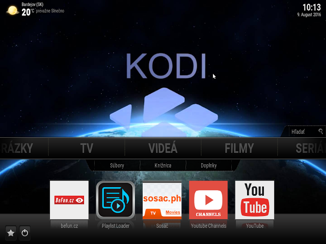 KODI v 16.0 " Jarvis " s prostredím Confluence