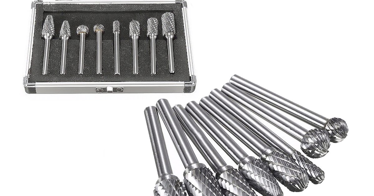 Carbide Burr Set 1/4 Inch Shank Diameter Double Cut Edge Rotary File