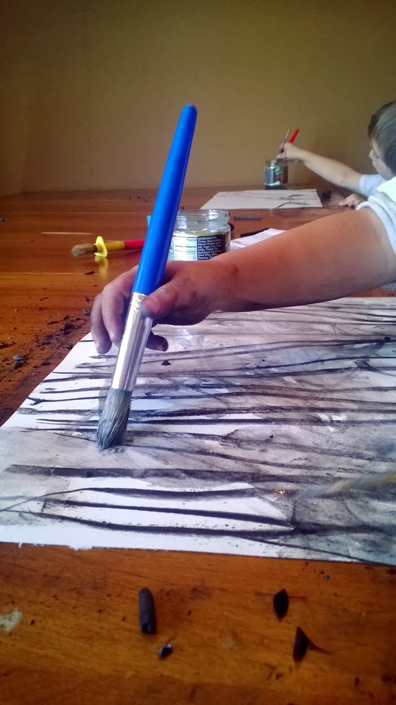 Dandelion Playschool Charcoal Drawing with Preschoolers