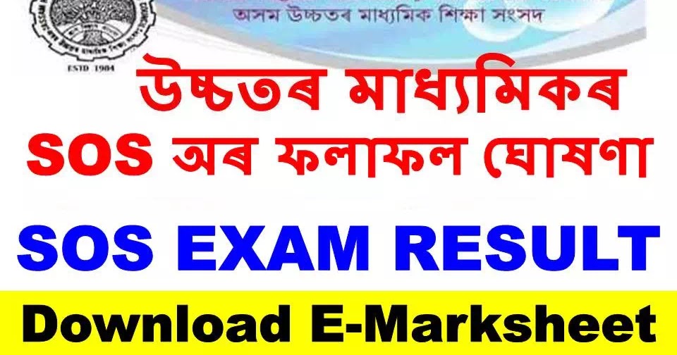 Assam SOS HS Result 2019 BBlock Download SOS Assam HS Marksheet