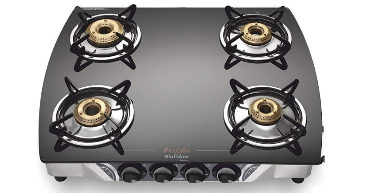 Gadget Review Best 4 Burner Gas Stove in India Preethi Blu Flame Jumbo Glass Gas Stove