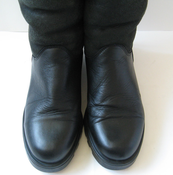 SHEEPSKIN BOOTS BLACK LEATHER WINTER BOOTS WOMENS CANADIENNESIZE 9
