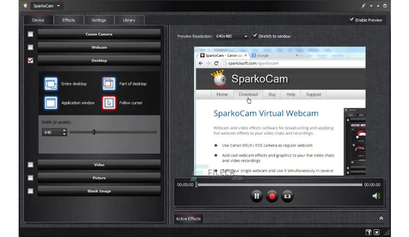 تحميل برنامج SparkoCam 2.7.2 كاميرا ويب افتراضية 