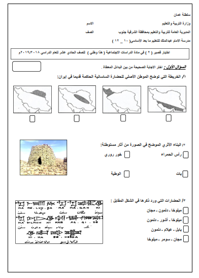 اختبار قصير 2 هذا وطني للصف الحادي عشر