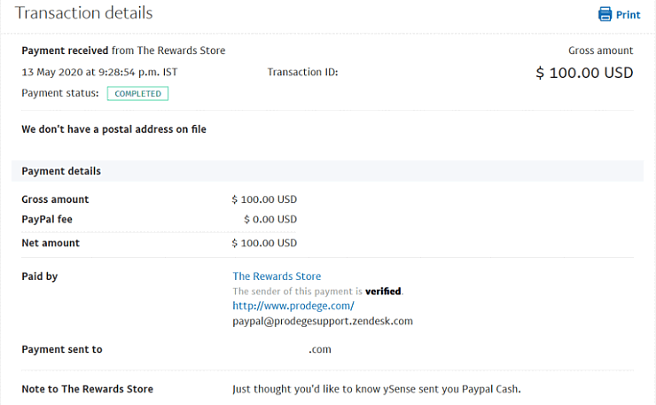 Payment proof - PayPal