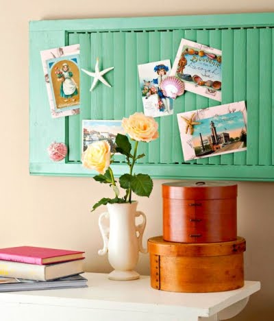 shutters as pin boards for organizing