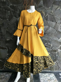 Gamis Batik Solo Dilan Kuning