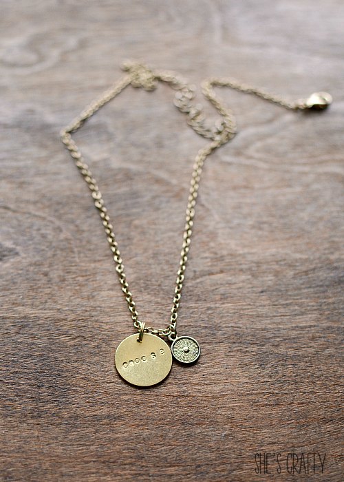 How to DIY a stamped metal necklace charm for word of the year