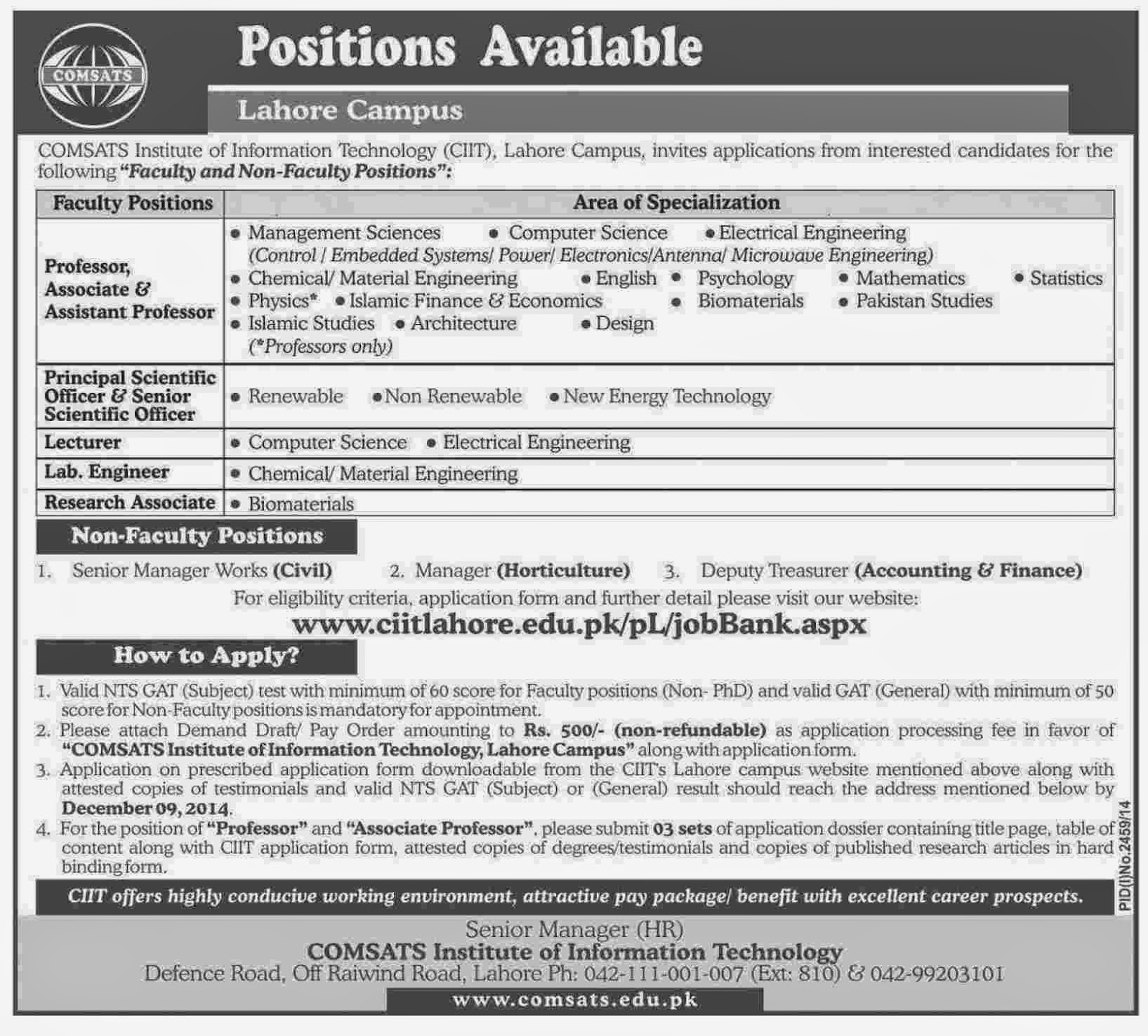 Teaching Jobs in Comsat Lahore Pakistan Find Latest Jobs