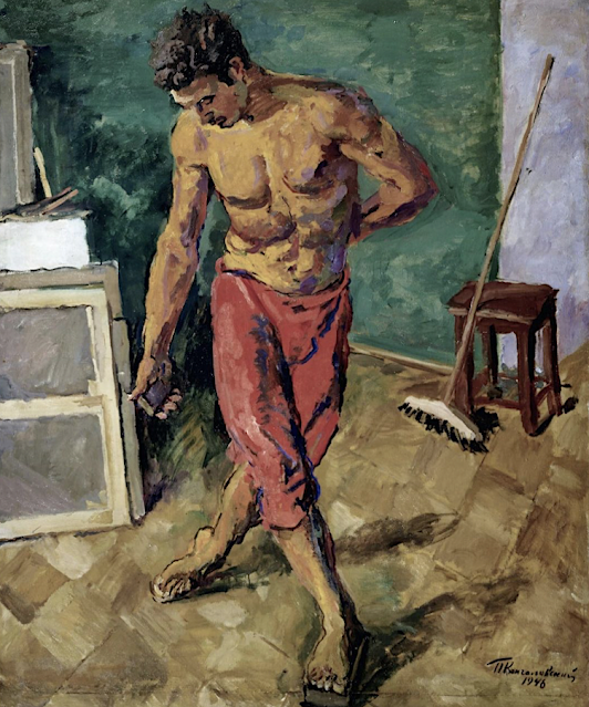 Pyotr Konchalovsky (1876-1956, Le polisseur de parquet (Полоторы) Huiie sur toile, 1946 Tretyakov Gallery Pyotr Konchalovsky (1876-1956, Le polisseur de parquet (Полоторы) Huiie sur toile, 1946 Tretyakov Gallery