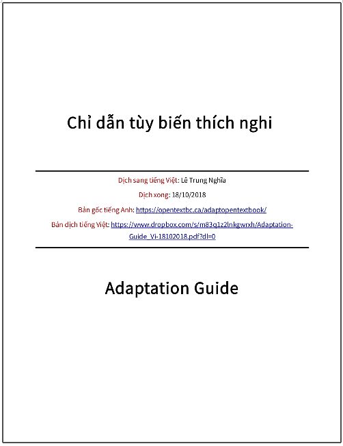 ‘Chỉ dẫn tùy biến thích nghi’ (sách giáo khoa mở) - bản dịch sang tiếng Việt