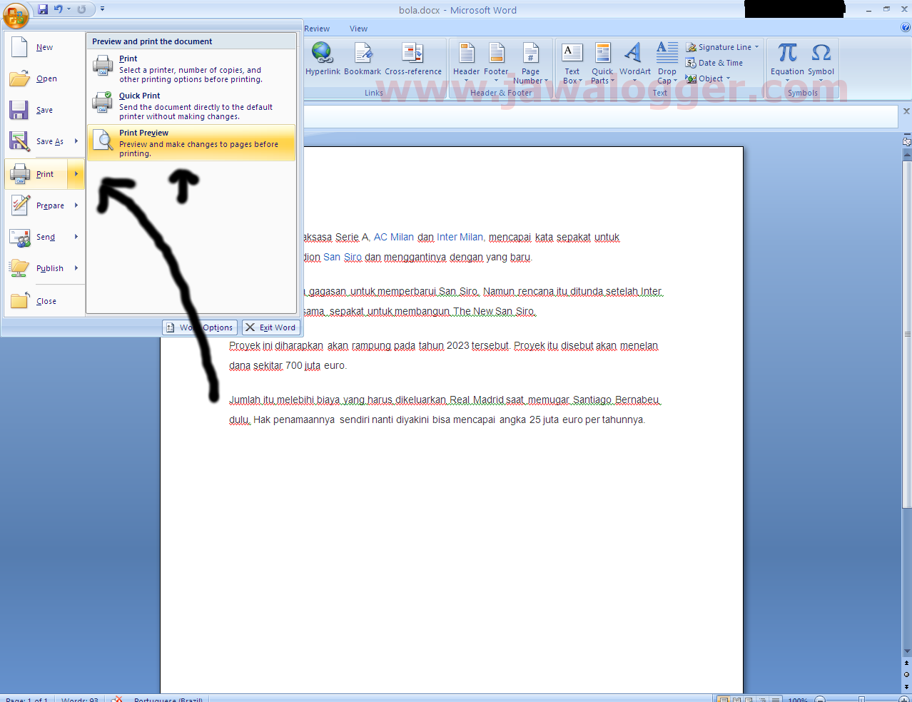 [Tutorial] Cara Print View Di Word Dengan Gambar