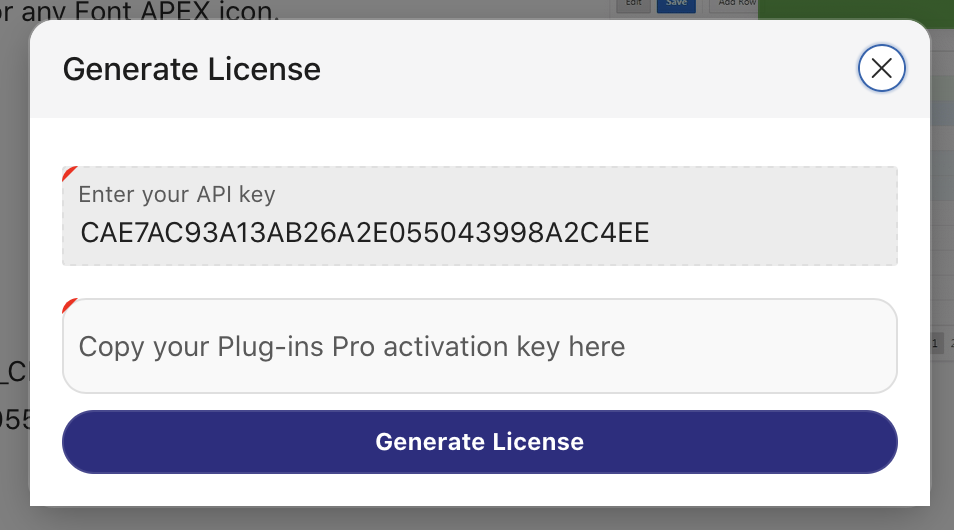 license key apex