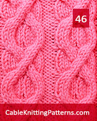Cable Panel 46. Knit with 35 stitches and 16-row repeat. Techniques used: 3/3 right cross, 3/3 left cross, 3/1/3 left purl cross.