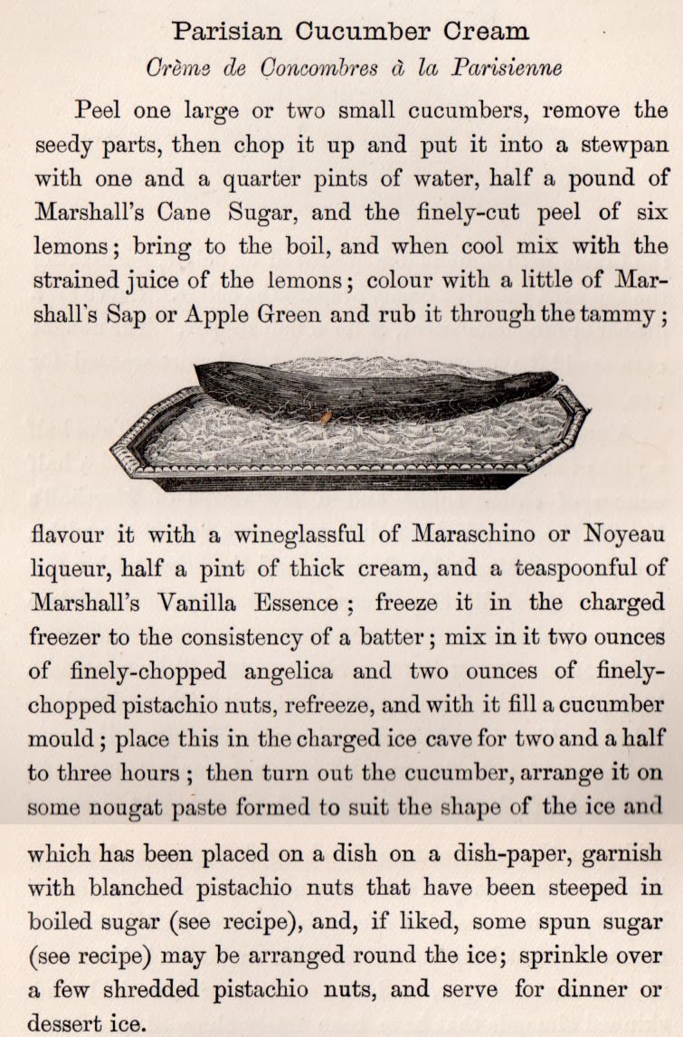Food History Jottings Mrs Agnes Marshall's Cucumber Ice Creams