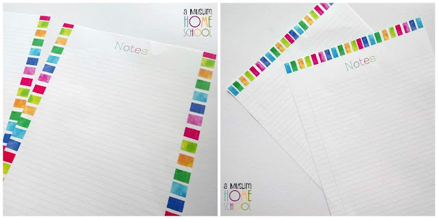 matching blank note writing pages for the homeschool planner
