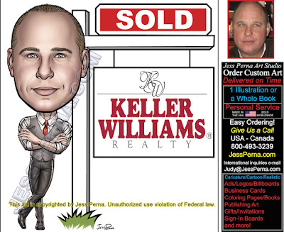 KW Real Estate Agent Yard Sign Caricature 