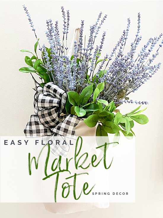 Market tote with flowers and overlay