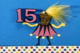 Masked creatures present numbers from 1 to 15. Masked March 15. Sesame Street 123 Count with Me