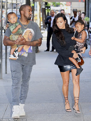 1a12 Kanye West and Kim K step out with their children Saint and North West for lunch in New York