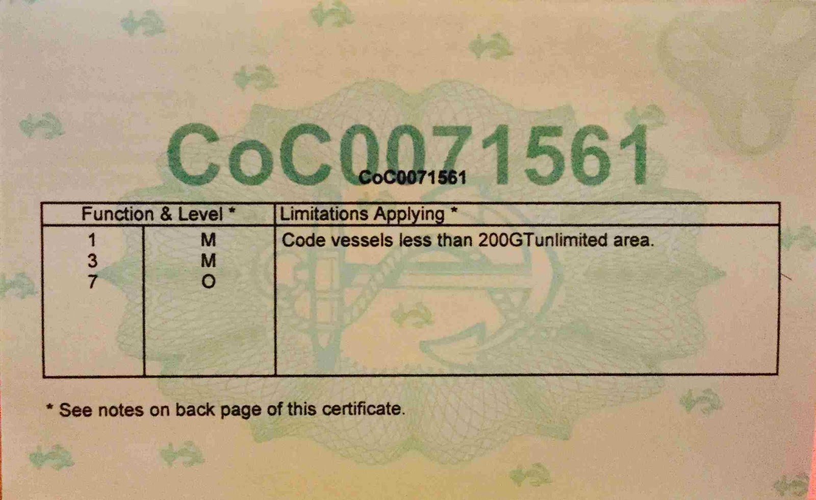 yachtmaster ocean 200 gt certificate