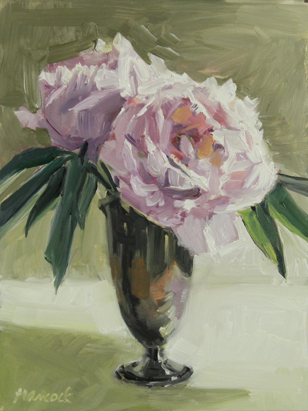 Gretchen Hancock's Paintings Peonies and Silver Vase