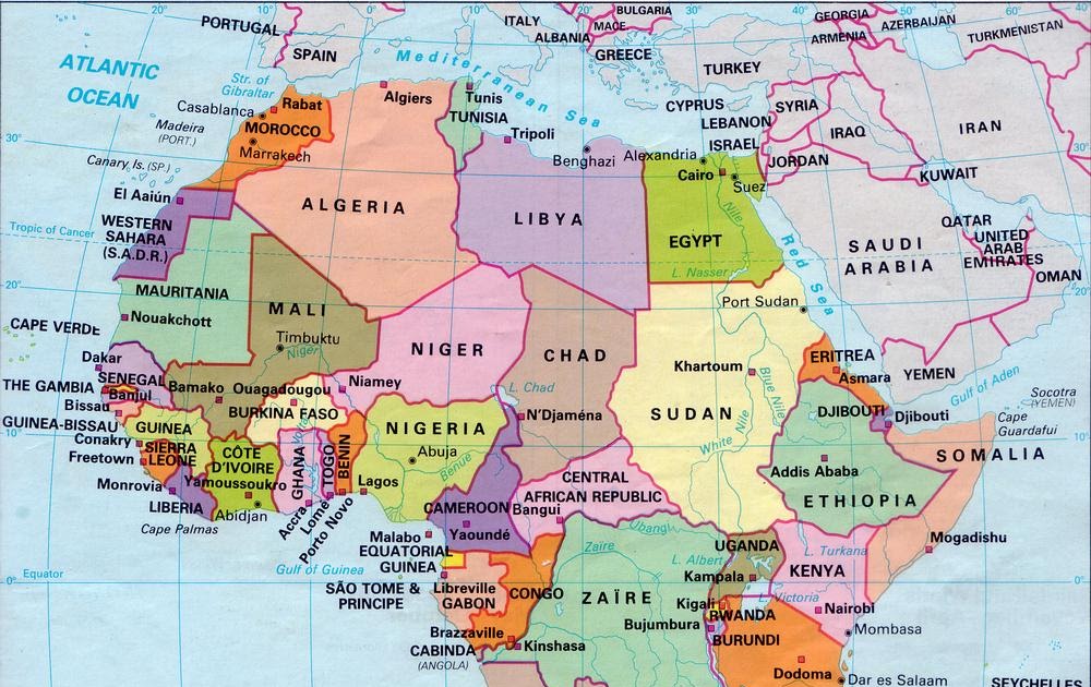 Africa Map Capitals 
