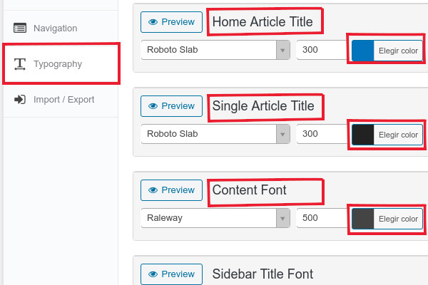 cambiar fuente wordpress cambiar el color de letra WordPress Plantilla Schema