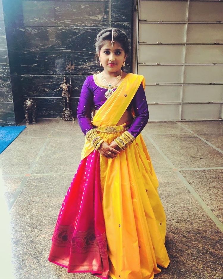 Cute Kid in Pythani Silk Half Saree - Indian Dresses