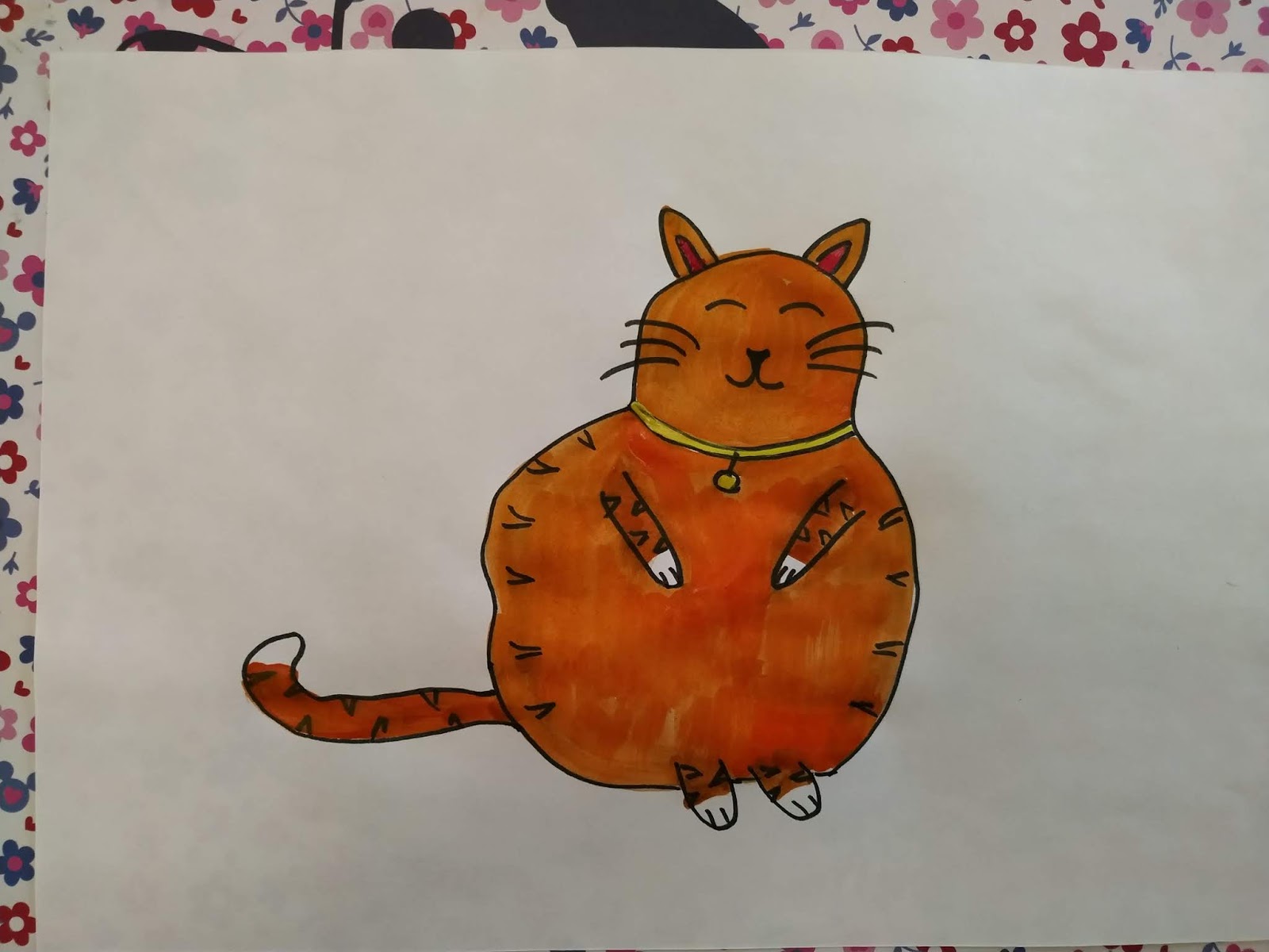 Котик облизывается рисунок