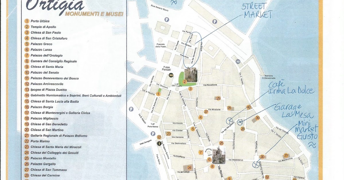 Detailed Map of Ortigia