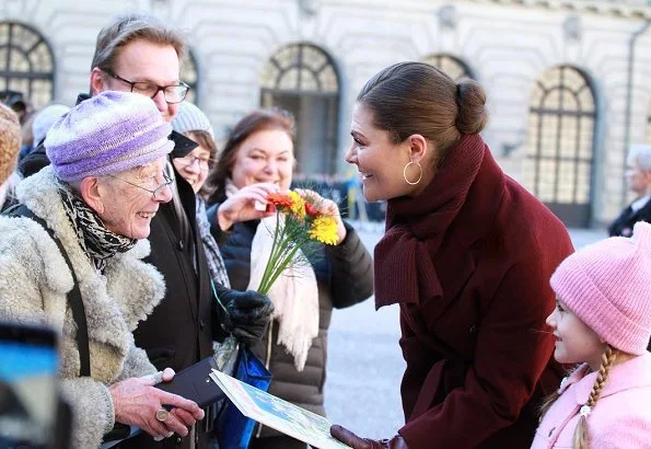 Prince Daniel, Princess Estelle and Prince Oscar attended Princess Victoria's Name Day. By Malina trousers